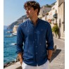 Camicia Denim Fil Coupè Collo Coreano Alessandro La Mura