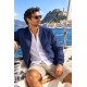 Giubbino in lino Uomo Blu di Cento Lino