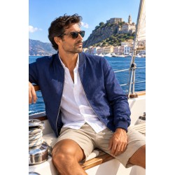 Giubbino in lino Uomo Blu di Cento Lino