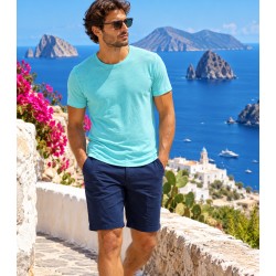 T-shirt uomo in lino celeste