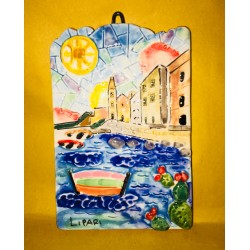 Mattonella salita di San Giuseppe e Simbolo di Lipari 15x10cm