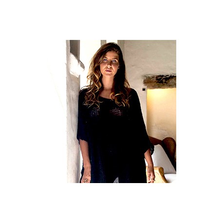 Maxi Maglia nera in lino - Sartoria Brunella Positano