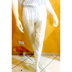 Pantalone bianco a sigaretta in lino - Sartoria Brunella Positano