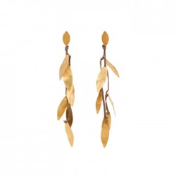 Orecchini in renna con foglie in rame placcate oro