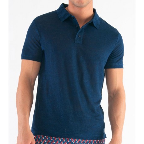 Polo in lino blu ZEYBRA