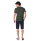 T-shirt uomo in lino verde militare ZEYBRA