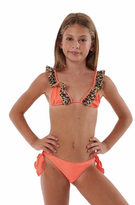 Bikini Volant Bambina Arancione Party Animal 