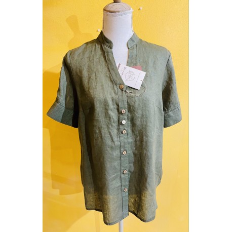 Camicia in lino verde Terre Del Vento