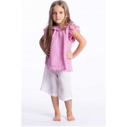 Top bimba rosa di 100% LINO