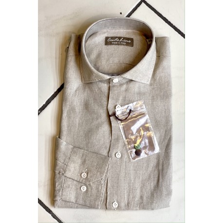 Camicia uomo beige di Cento lino