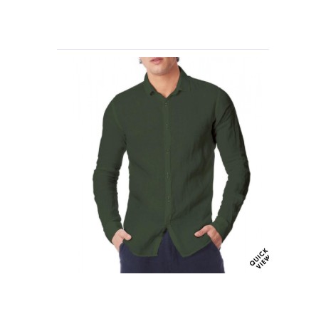 Camicia in lino verde militare Zeybra