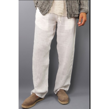 Pantalone in puro lino bianco