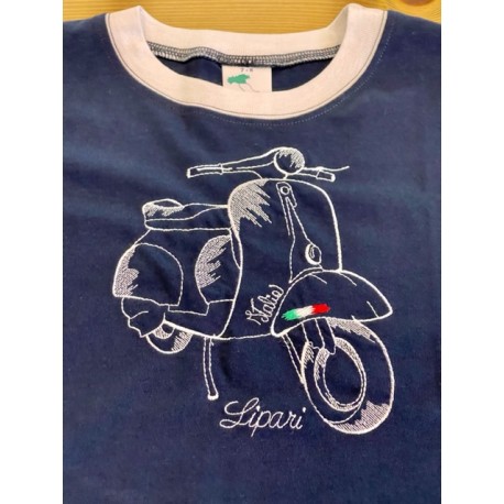 Maglietta bambino blu con vespa