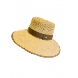 Cappello Panama originale Lady Classic Mix Crochet-Brisa Naturel, ruban beige