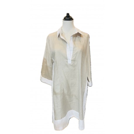 Chemisier lungo con spacchi di Cento Lino Donna