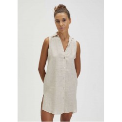 Camicia smanicata lunga di Cento Lino Donna