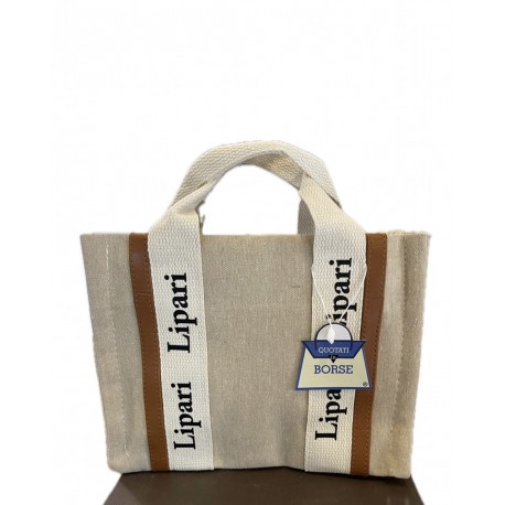 Borsa Canvas piccola in tessuto con scritta i Lipari