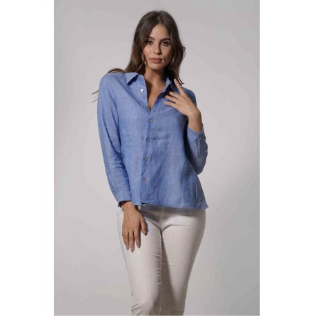 Camicia collo coreano di Cento Lino Donna