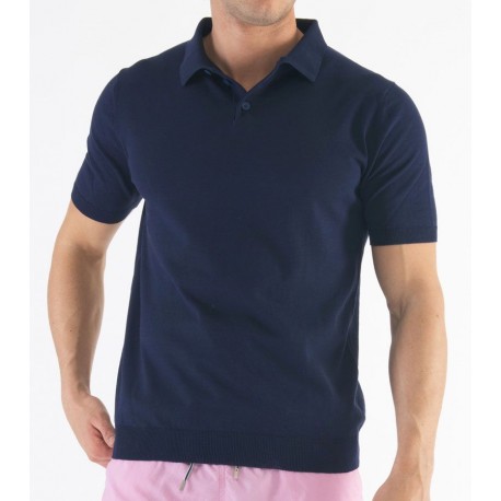 POLO UOMO COTONE CREPE BLU ZEYBRA