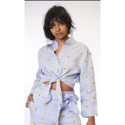 Camicia con nodo in lino Di Rosetta di Positiamo