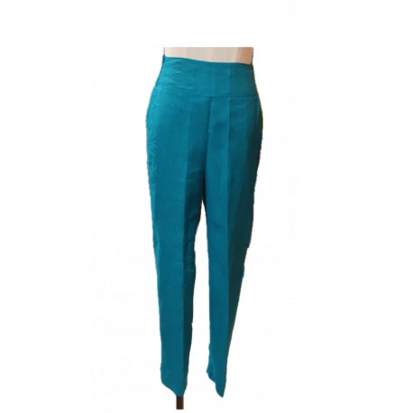 Pantalone capri in lino verde di Rosetta Positano