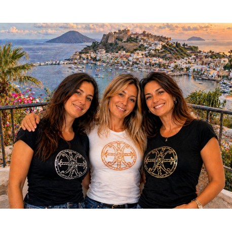 Maglietta donna con il Simbolo di Lipari ricamato