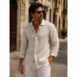 Camicia uomo beige di Cento lino