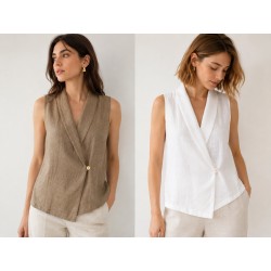 Top gilet in lino di Cento Lino Donna