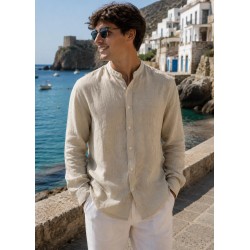 Camicia lino sabbia coreana Zeybra